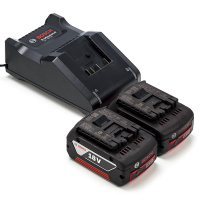 Bosch Starterset: 2x Bosch GBA 18V accu's + lader (18 V, 4.0 Ah, origineel)  ABO00505