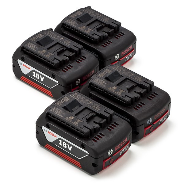 Starterset: 4x Bosch GBA 18V / 1600Z00038 accu's (18 V, 4.0 Ah ...