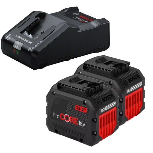 Startertset: 2x Bosch ProCORE 18V / 1600A016GU accu's + snellader (18 V, 12 Ah, origineel) ABO00695 - 1