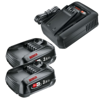 Startset: 2 stuks Bosch | Power For All 18 V | 1600A005B0 accu's + lader (18 V, 2.5 Ah, origineel) ABO00342