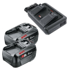 Startset: 2 stuks Bosch | Power For All 18 V | PBA 18V | 1600A011T8 accu's + dubbellader (18 V, 4.0 Ah, origineel) ABO00681 - 1