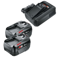 Startset: 2 stuks Bosch | Power For All 18 V | PBA 18V | 1600A011T8 accu's + lader (18 V, 4.0 Ah, origineel) ABO00680