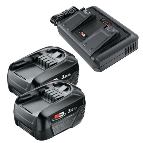 Startset: 2 stuks Bosch | Power For All 18 V | PBA 18 V | 1600A02P4P accu's + dubbellader (18 V, 3.0 Ah, origineel) ABO00677 - 1