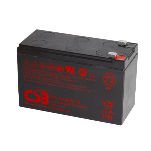 CSB HR1234W VRLA AGM Loodaccu (12V, 9.0 Ah, T2 terminal) ACS00010 - 1