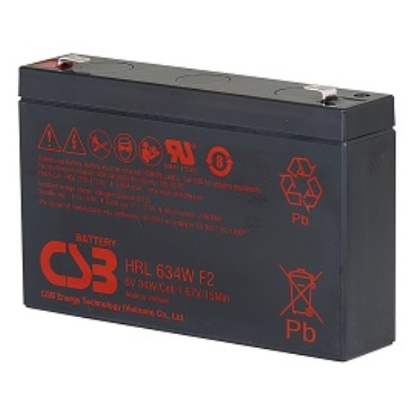 CSB HRL634W VRLA AGM Loodaccu (6V, 8.4 Ah, T2 terminal)  ACS00014 - 1