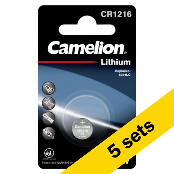 Camelion CR1216 / DL1216 / 1216 Lithium knoopcel batterij 5 stuks  ACA00243 - 1