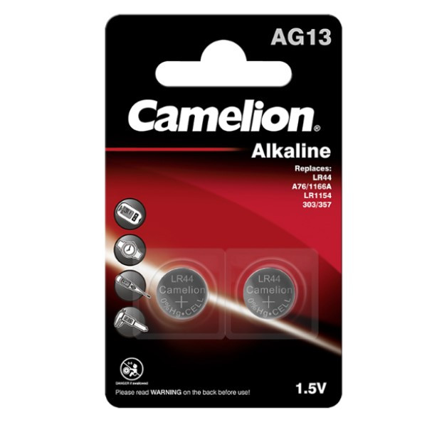 Camelion LR44 / A76 / V13GA Alkaline knoopcel batterij 2 stuks  ACA00619 - 1