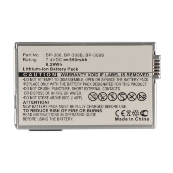 Canon BP-308 / BP-308B / BP-308S accu (7.4 V, 850 mAh, 123accu huismerk) ACA00164 - 2