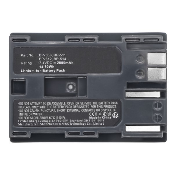 Canon BP-511 / BP-512 / BP-522 accu (7.4 V, 2000 mAh, 123accu huismerk) ACA00364 - 3