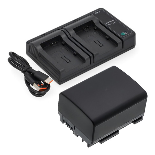 Canon BP-807 / BP-808 / BP-809 accu met USB-C double slot oplader (7.4 V, 890 mAh, 123accu huismerk) ACA00805 - 1