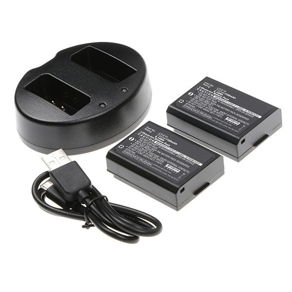 Canon LP-E10 / 5108B002 accu's en USB-dubbellader (7.4 V, 1100 mAh, 123accu huismerk)  ACA00301 - 1