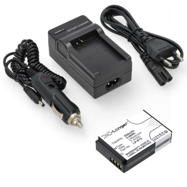 Canon LP-E12 / 6760B002 accu + lader (7.4 V, 820 mAh, 123accu huismerk) ACA00550 - 1