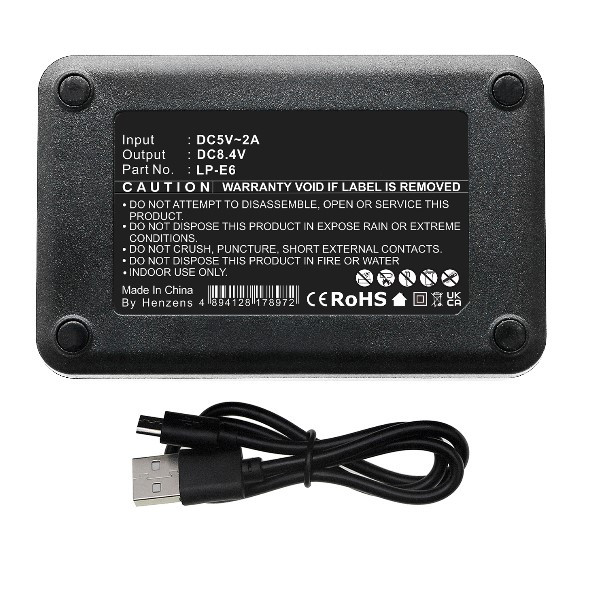 Canon LP-E6 / 3349B001 USB dubbellader (8.4V, 0.6A, 123accu huismerk) ACA00730 - 4