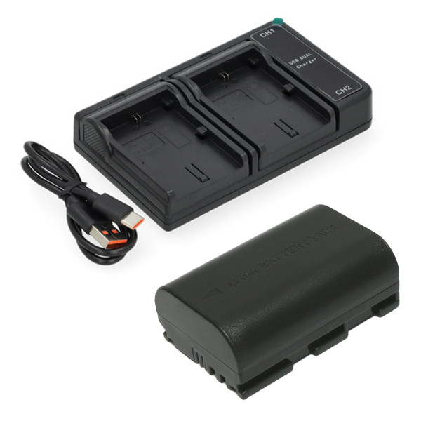 Canon LP-E6 / LP-E6N / LP-E6NH accu met USB-C double slot oplader (7.2 V, 2000 mAh, 123accu huismerk) ACA00826 - 1