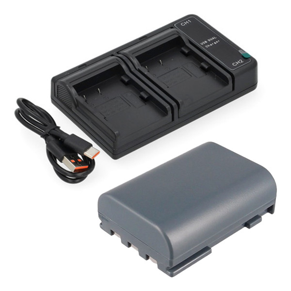 Canon NB-2LH / 9612A001 accu met USB-C double slot oplader (7.4 V, 600 mAh, 123accu huismerk) ACA00847 - 1
