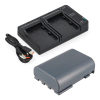 Canon NB-2LH / 9612A001 accu met USB-C double slot oplader (7.4 V, 600 mAh, 123accu huismerk) ACA00847 - 1