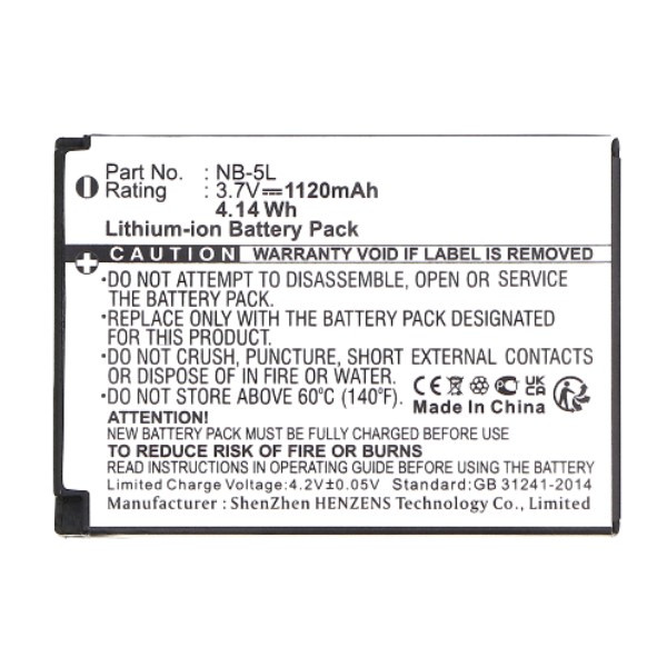 Canon NB-5L / 1135B001AA accu (3.7 V, 1120 mAh, 123accu huismerk) ACA00100 - 2