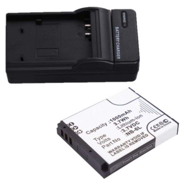 Canon NB-6L / 8724B001 accu + lader (3.7 V, 1000 mAh, 123accu huismerk)  ACA00567 - 1