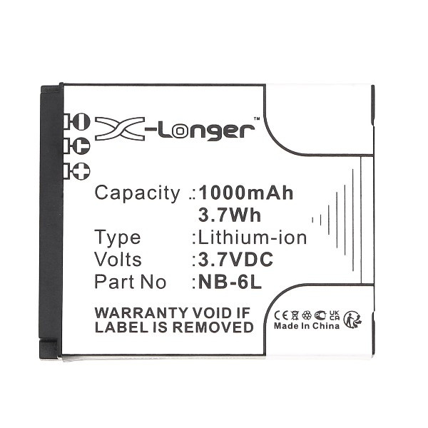 Canon NB-6L / NB-6LH / 8724B001 accu (3.7 V, 1000 mAh, 123accu huismerk) ACA00098 - 2