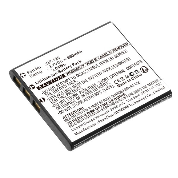 Casio EXILIM NP-120 / NP-120DBA accu (3.7 V, 550 mAh, 123accu huismerk) ACA00340 - 1
