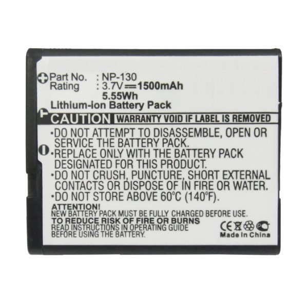 Casio EXILIM NP-130 accu (3.7 V, 1500 mAh, 123accu huismerk) ACA00024 - 2