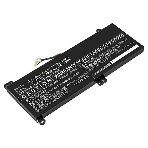 Clevo PA70BAT-4 / 6-87-PA70S-61B00 accu (15 V, 4200 mAh, 123accu huismerk)  ACL00091 - 1