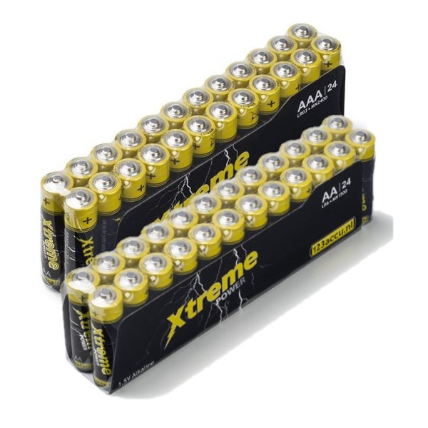 Combi deal: 123accu AA + AAA alkaline batterijen (2x 24 stuks)  ADR00104 - 