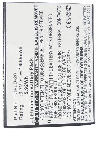 Coolpad CPLD-20 accu (1600 mAh, 123accu huismerk)  ACO00189 - 1