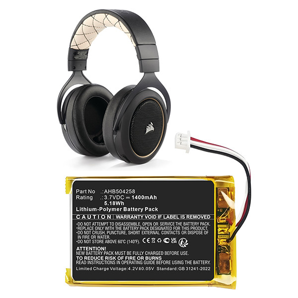 Corsair AHB504258 accu (3.7 V, 1400 mAh, 123accu huismerk) ACO00506 - 1