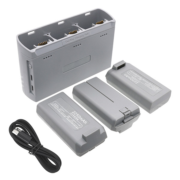 DJI Mini 2 / Mini SE 3-slots laadstation BWX161-2250-7.7 (8.8 V, 3 A, 123accu huismerk) ADJ00217 - 3