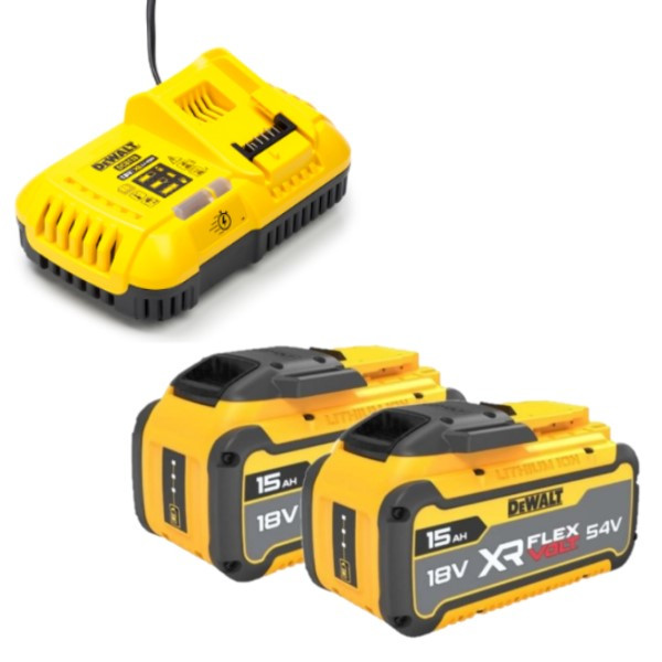 DeWalt Starterset: 2x DeWalt DCB549-XJ / XR FlexVolt accu's + lader (18V / 54V, 15 Ah, origineel)  ADE01298 - 1