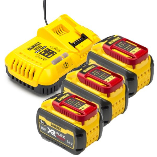 DeWalt Starterset: 3x DeWalt DCB547-XJ / XR FlexVolt accu's + lader (18V / 54V, 9.0Ah, origineel)  ADE01290 - 1