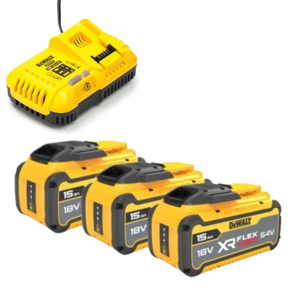 DeWalt Starterset: 3x DeWalt DCB549-XJ / XR FlexVolt accu's + lader (18V / 54V, 15 Ah, origineel)  ADE01299 - 1
