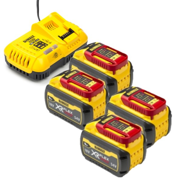 DeWalt Starterset: 4x DeWalt DCB547-XJ / XR FlexVolt accu's + lader (18V / 54V, 9.0Ah, origineel)  ADE01271 - 1