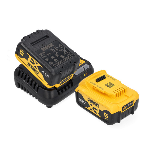 Startset: 2x DeWalt DCB184 XR Li-ion accu's + lader (18 V, 5.0 Ah, origineel) ADE01212 - 1