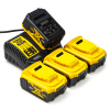 Startset: 4x DeWalt DCB184 XR Li-ion accu's + lader (18 V, 5.0 Ah, origineel)