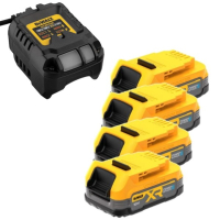 DeWalt Startset: 4x DeWalt DCBP034-XJ XR Powerstack Li-ion accu's + lader (18 V, 1.7 Ah, origineel)  ADE01379