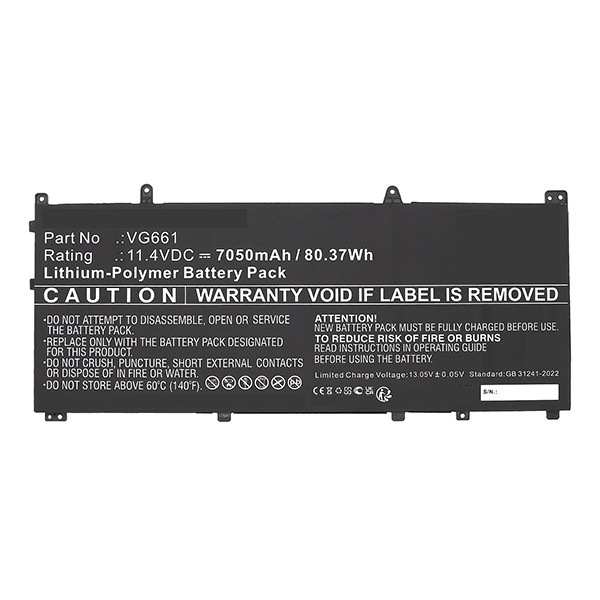 Dell V4N84 /  VG661 accu (11.4 V, 7050 mAh, 123accu huismerk) ADE01399 - 3