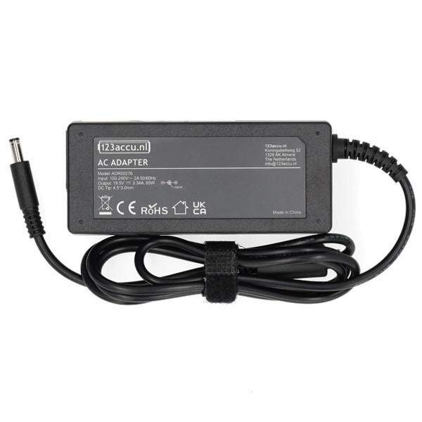 Dell adapter (19.5 V, 3.33 A, 65 W, 4.5 x 3.0 plugmaat, 123accu huismerk) ADR00276 - 2