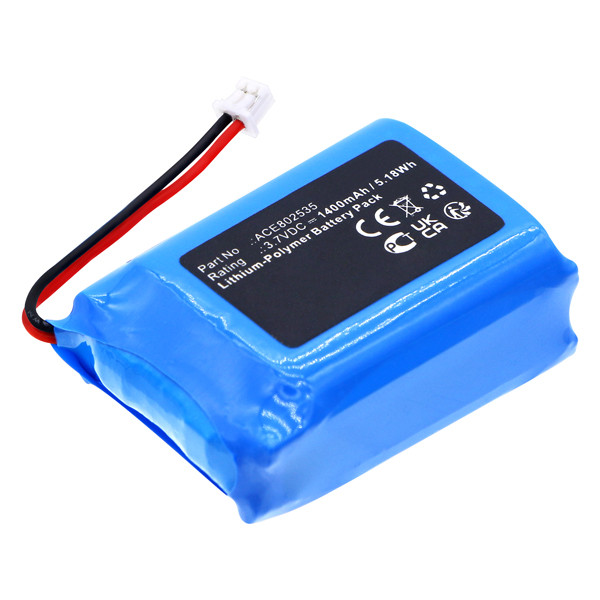 Divoom ACE802535 accu (3.7 V, 1400 mAh, 123accu huismerk) ADI00061 - 1
