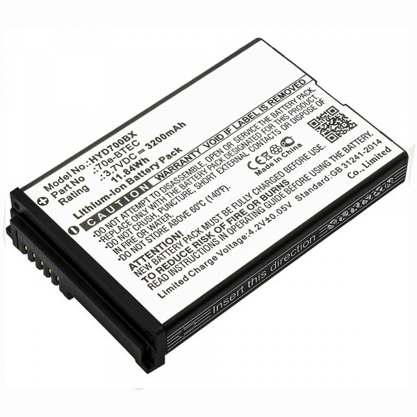 Dolphin 60S-BATT-1 / BAT-EXTENDED-01 / 70e-BTEC accu (3.7 V, 3200 mAh, 123accu huismerk)  ADO00207 - 1