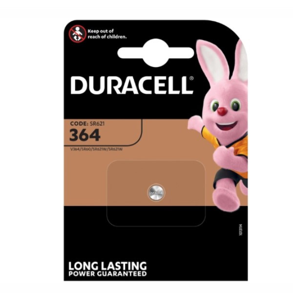 Duracell 364 / SR621SW / SR60 zilveroxide knoopcel batterij 1 stuk ADU00414 - 1