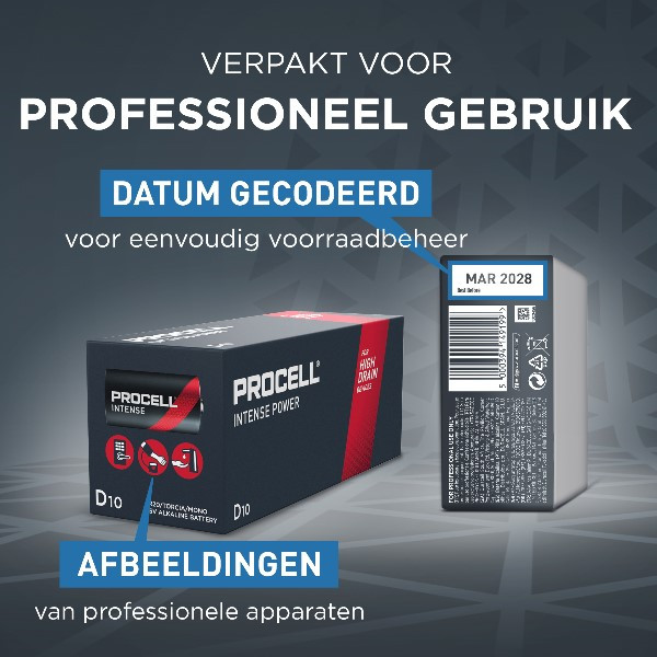 Aanbieding: Duracell Procell Intense D / LR20 / MN1300 Alkaline Batterij (50 stuks) ADU00256 - 5