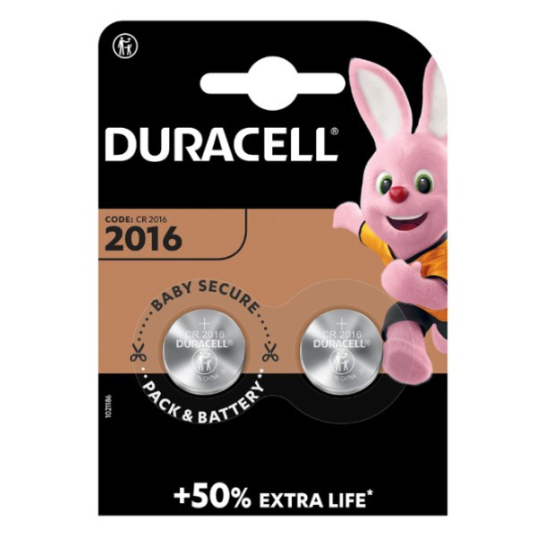 Duracell CR2016 3V Lithium knoopcel batterij 2 stuks  ADU00172 - 1