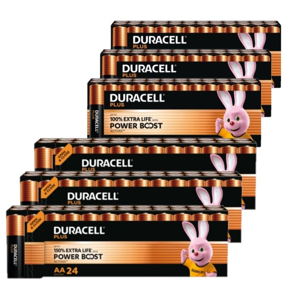 Combi deal: Duracell Power Boost 150% Extra Life AA + AAA alkaline batterij  (6x 24 stuks) ADU00433 - 1