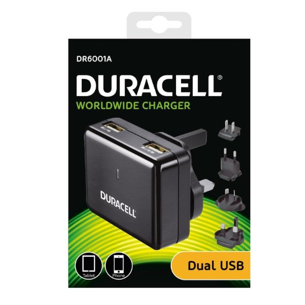 Duracell DR6001A 2-poorts USB oplader (5V 1A / 5V 2.4A) ADU00215 - 1