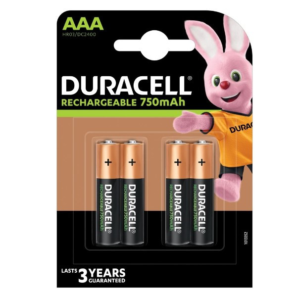 Duracell Oplaadbare AAA / HR03 Ni-Mh Batterijen (4 stuks, 750 mAh) AGP00071 - 1