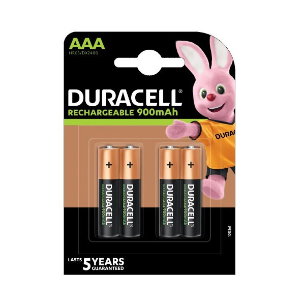 Duracell Oplaadbare AAA / HR03 Ni-Mh Batterijen (4 stuks, 900 mAh) AGP00081 - 1
