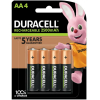 Duracell Oplaadbare AA / HR06 Ni-Mh Batterijen (4 stuks, 2500 mAh)