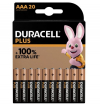 Duracell Plus 100% Extra Life AAA / MN2400 / LR03 Alkaline Batterij (20 stuks)  ADU00223
